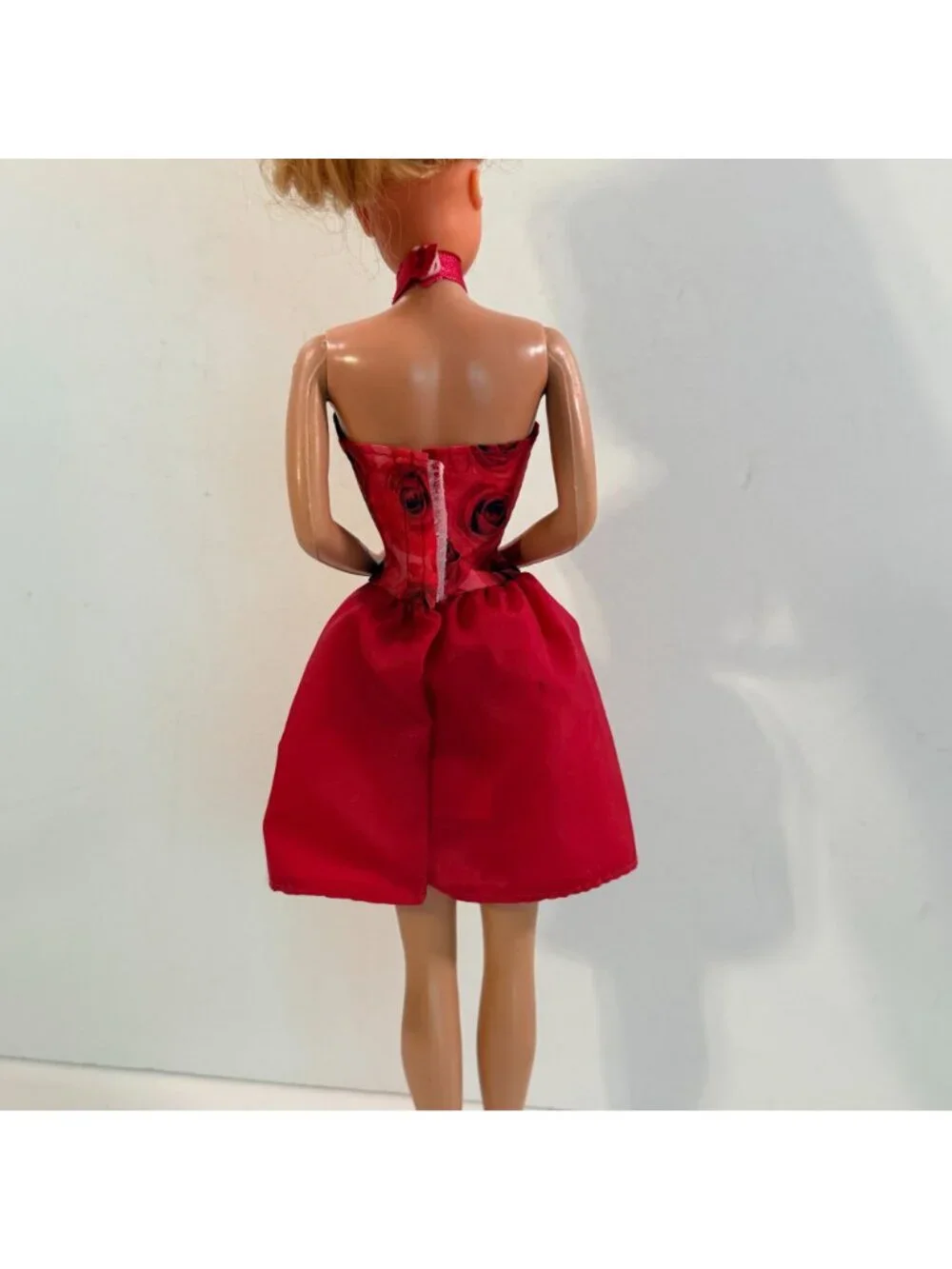 Vintage Barbie Red Rose Halter Top Dress Clothing Mattel